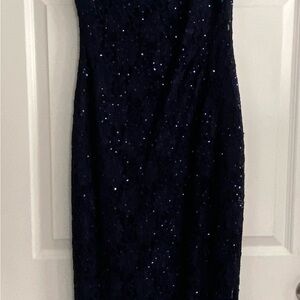 Elegant Navy Sequin Dress